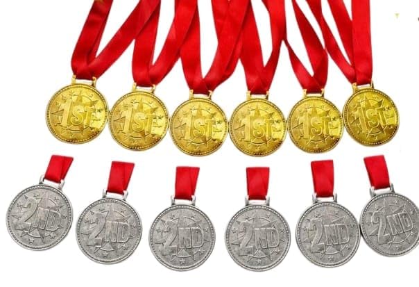 Silver & Gold Medals Pack of 12 Premium Awards for Sports, School Competitions, Corporate Events & Achievements (Pack of 12) | School Competitions, Corporate Events, Achievements, Silver & Gold, Set of 12-picture-34