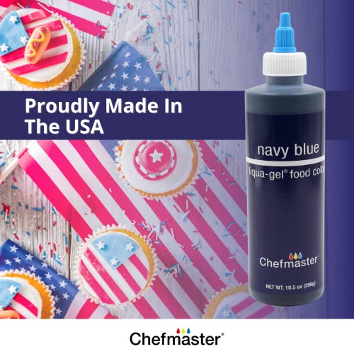 Chefmaster Navy Blue Liqua-Gel® Food Coloring | Vibrant Color | Professional-Grade Dye For Icing, Frosting, Fondant | Baking & Decorating | Fade-Resistant | Easy-To-Use | Made In Usa | 10.5 Oz #TOP5