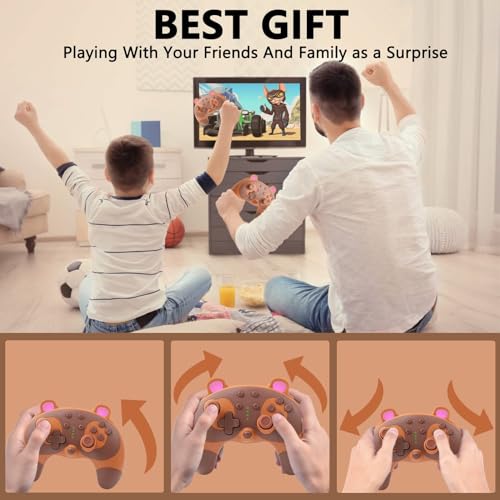 STOGA Switch Controller, Cute Raccoon Animal Switch Pro Controller for Switch Lite/OLED/PC, Wireless Switch Controller with Wake-Up,Gyro Axis,Turbo and Dual Vibration-Brown - Thumbnail 7