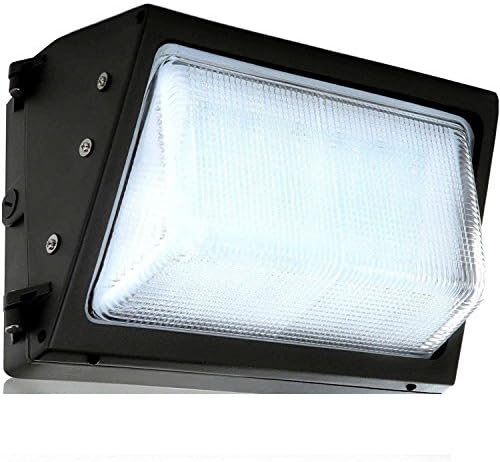 LED Wall-Pack Photo Cell Glass Lens- 60W 5000K Commercial Outdoor Light Fixture (Out-Door Dusk to Dawn Sensor Security Porch Lighting for Industrial Out-Side Photocell)