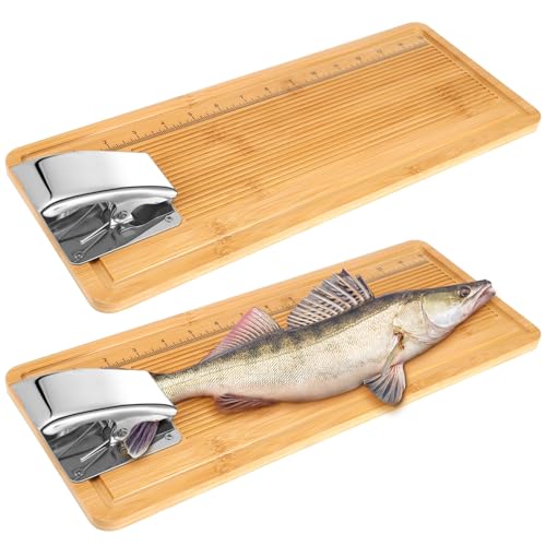 Leriton 2 Pcs Fish Cleaning Board Fish Fillet Board with Clamp Cutting Pad Cleaning Kit Portable Measure Tool Fishing Gifts for Men Easy Filleting Man Woman
