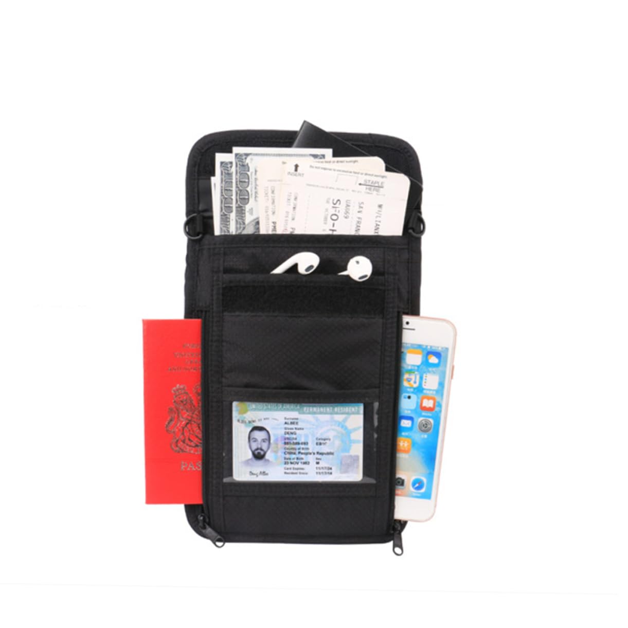 GALPADA 3 Pezzi Borsa Portadocumenti Portatile Da Viaggio Portafoglio Da Collo Borsa Da Collo Sicura Per Documenti