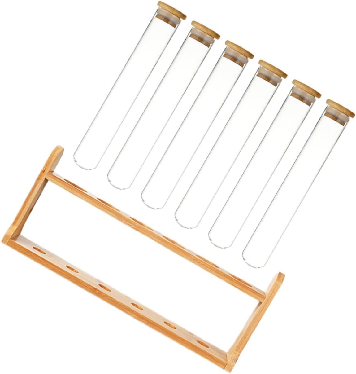 Coffee Bean Dispenser Bottle with Lids Bean Storage Tubes Glass Jars Wooden Stand