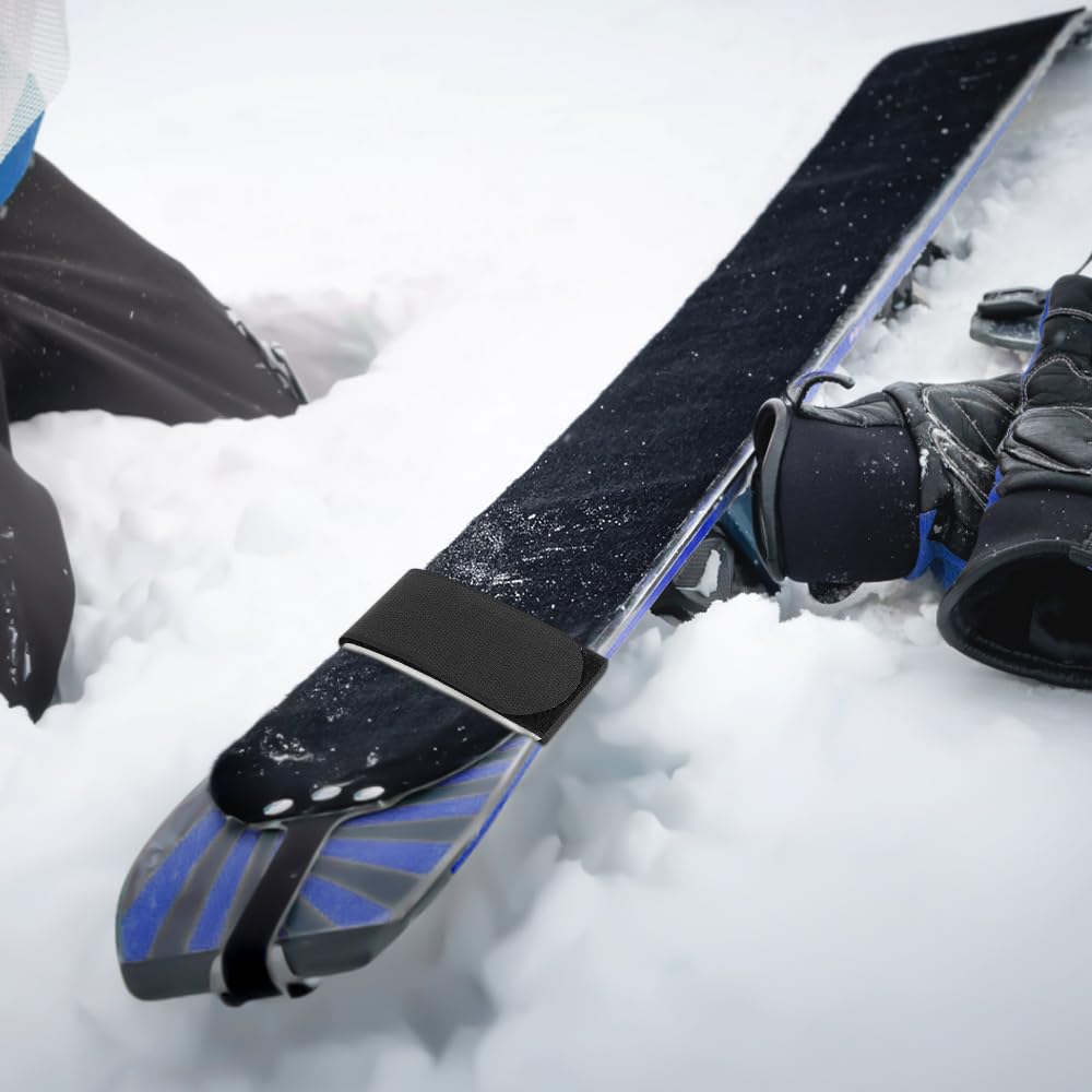 Correas de Esquí Ajustables, 4 Piezas Ski Straps, Bandas de Fijación para Esquís, Snowboard y Bastones