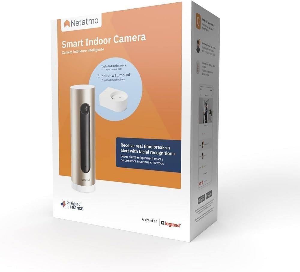 Netatmo Kamera Monitoringu Wewnętrznego, Złoty/Czarny, 45 x 45 x 155 mm