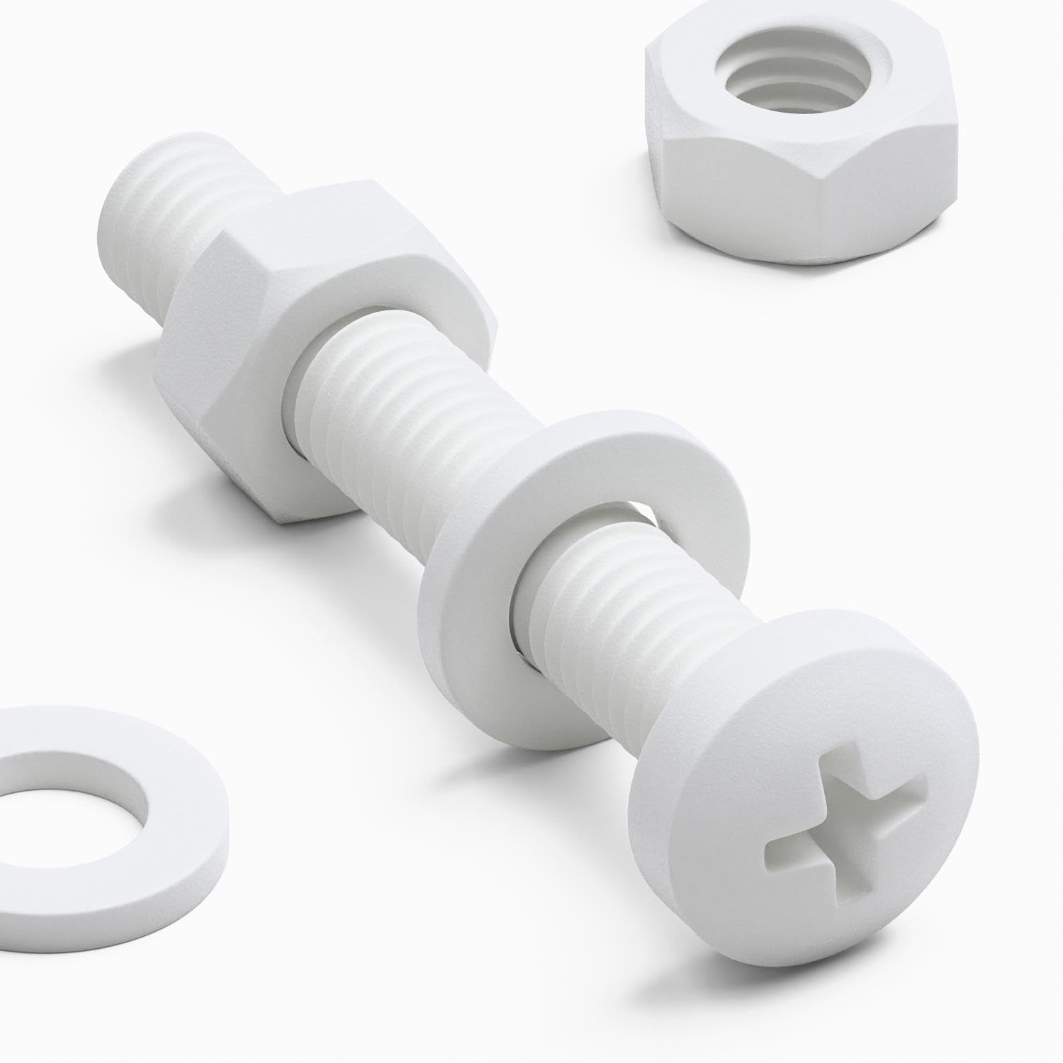 Caterpillar Red White 20 X Pan Head Screws Polypropylene (Pp) Plastic Nuts And Bolts, Washers, M6x40mm