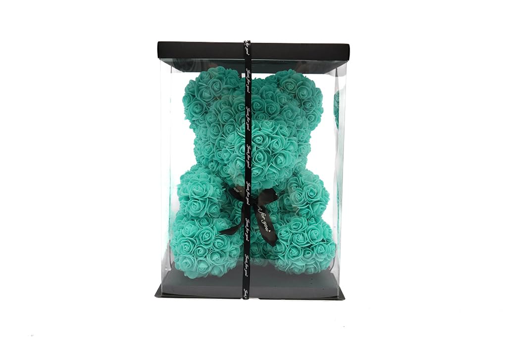 Ours en fleurs turquoise durable | Fini les fleurs qui fanent chez soi