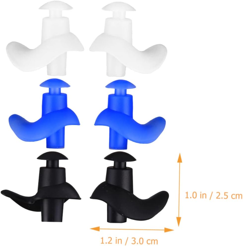 3pairs Silicone Earplugs for Swimming Diving and Water Sports Fit for Adults and Boys and Girls Comfortable Design Easy to Wear and Store