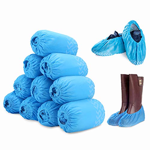 Pack de 100 fundas desechables para botas y zapatos, antideslizantes con patrón de rasgado, duraderas y resistentes al agua, perfectas para uso...