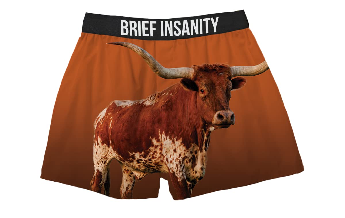 BRIEF INSANITY Longhorn Boxer Briefs S-XXL - Durable Comfortable Underwear Shorts for Men Women