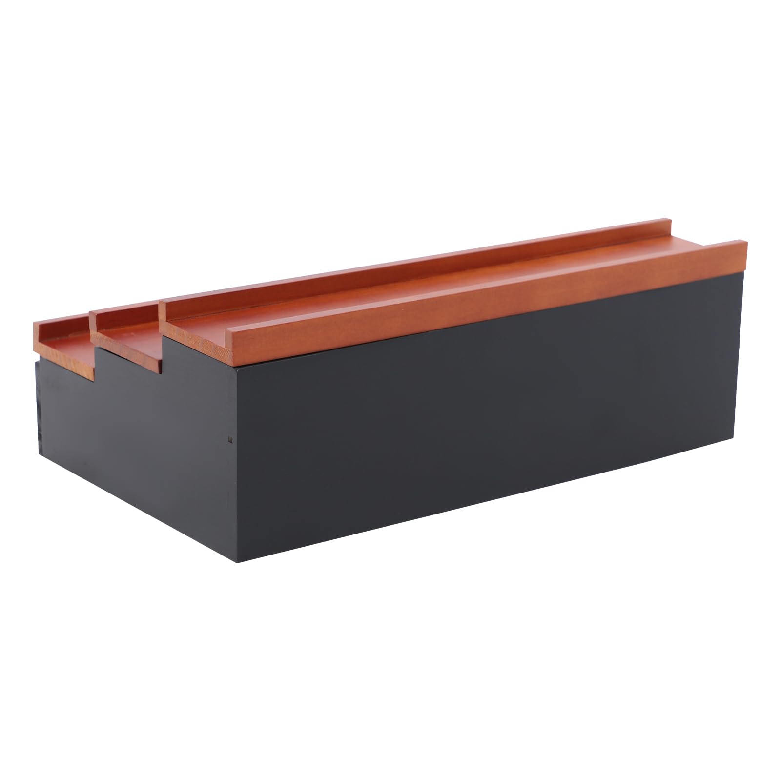 3 poziomy, drewniany organizer na perfumy z szufladą, czarny | 30 x 20 x 10 cm stopniowany stojak na perfumy pudełko do przechowywania figurek, lakierów do paznokci, kosmetyków