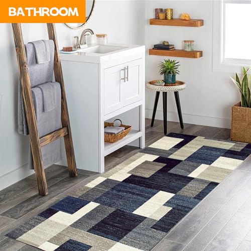 Tapis cuisine devant evier moderne design abstrait lavable et long 90x420 - 4