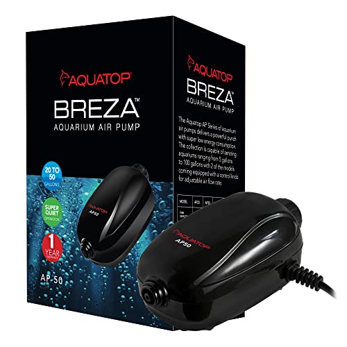 Breza Aquarium Air Pump Single Outlet, Super Quiet, up to 50 Gal Fish Tank - Aquatop AP-50