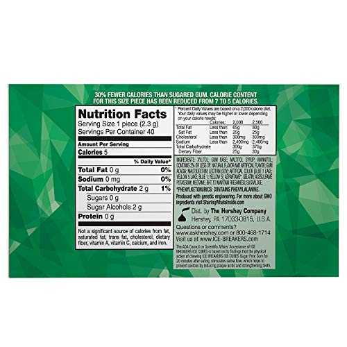 Image of Ice Breakers Spearmint Flavour Imported (Ice Cubes Sugar Free Gum with Xylitol),120g