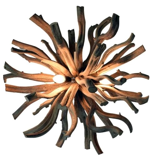 Licht-Erlebnisse Kunstvolle Hängelampe Treibholz Ø 65 cm 4x E14 Handarbeit Unikat Holz Pendelleuchte Esszimmer Wohnzimmer