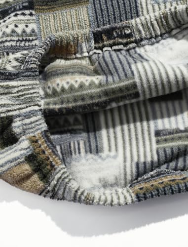 Image of ZAFUL Men 1 /4 Zipper Ethnic Aztec Fleece Unisex Winter Sweatshirt Tops 2026 | Funnel Neck Fluffy Polar Fleece Faux Sherpa Soft Thermal Pullover Kangaroo Pocket Jacket Hoodie Tops