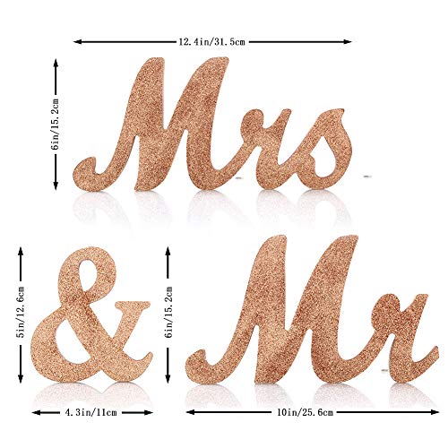 Haperlare Vintage Style Mr and Mrs Sign Mr & Mrs Wooden Letters Wedding Sign with Rose Gold Glitter Letters Mr and Mrs Sign for Wedding Table,Photo Props,Party Table,Top Dinner Christmas Decorations