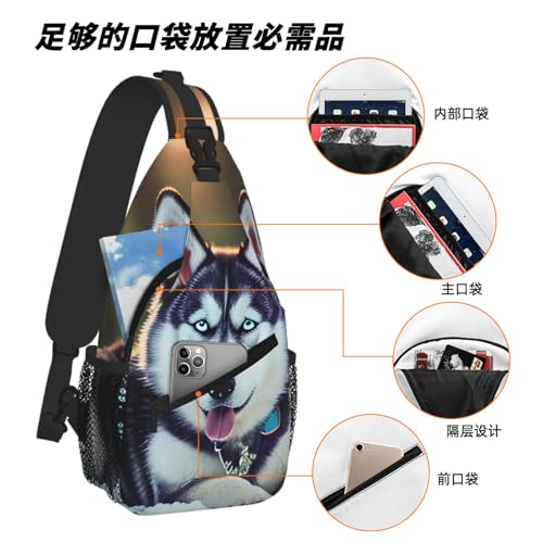 Bolsa cruzada Husky Dog con estampado de perro diagonal ligera 6
