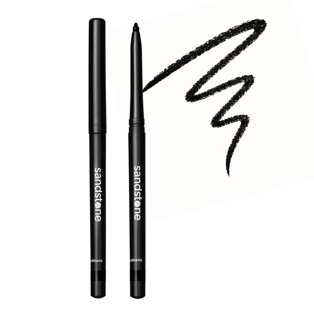 Sandstone Scandinavia Waterproof Eyeliner Pencil – Hypoallergenic & Vegan – Smudge-Proof Gel Formula – For Sensitive Eyes – Black