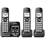 Panasonic 3 Handset Expandable Cordless Phone System with Link2Cell Bluetooth, Voice Assistant, Answering Machine and Call Blocking - KX-TGD563M (Metallic Black)