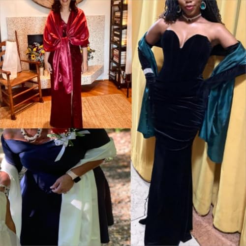 Womens Satin Shawls and Wraps for Evening Dresses, Long Scarf Wedding Guest Shawl, Party Dresses Bridal Bridesmaid Shawl2