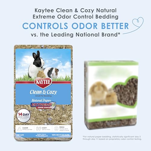 Image of Kaytee Clean & Cozy Natural Paper with Extreme Odor Control Bedding, Made with 100% Recycled Paper