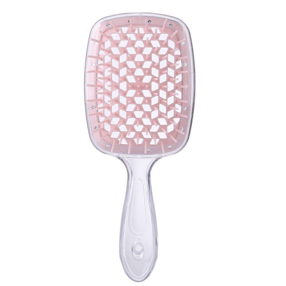 Superbrush, Hollow-out, Soft Bristles for All Hair Types, Easy Detangling Hair Brush for Men and Women ( Transparent Pink )