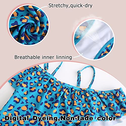 Image of Girls One Piece Swimsuits Off Shoulder Bathing Suit Kids Hawaiian Floral Swimwear 3-16 Years
