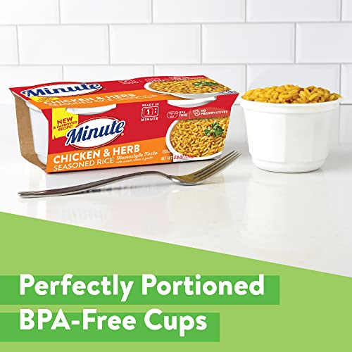 Image of Minute Ready-to-Serve Chicken Rice Cups, Instant Rice, (8)-Count Pack | Single-serve (8.8)-ounce microwaveable rice cups, ready in 1 minute, chicken and herb flavored, gluten-free and non-GMO