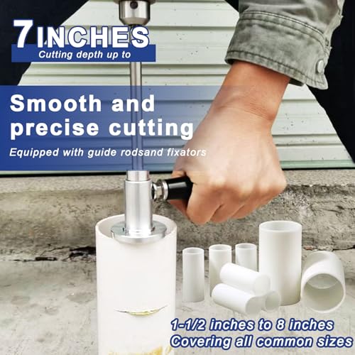 Image of Inside Pvc Pipe Cutter with Diamond Grit Cutting Wheel and Handle, Fit for 1-1 /2 Inch to 8 Inch PVC Pipe,7 Inch Adjustable Cutting Depth, 1 /4in Hex Shank Fit for Impact Drivers and Drills