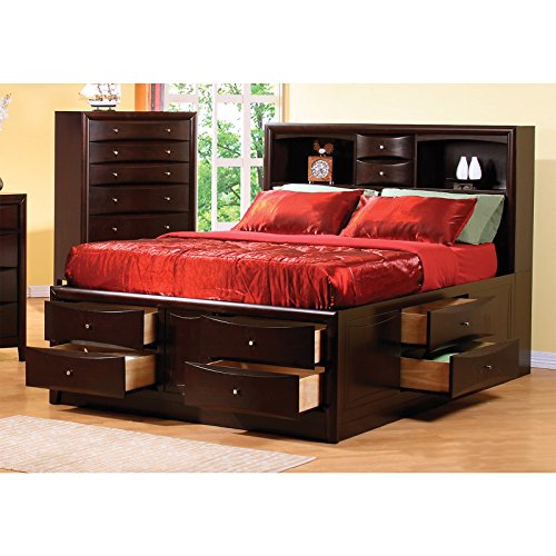 Coaster Home Furnishings Phoenix Eastern King Bookcase Bed With Underbed Storage Drawers Cappuccino 200409Ke #TOP19