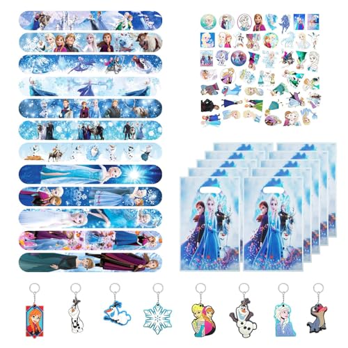 Oirigaga 80 Pièces Cadeaux de Fête pour Filles, Kit Goodies Anniversaire Princess Enfants avec Porte-Clés Cartoon, Sacs Cadeaux, Autocollants, Bracelets...