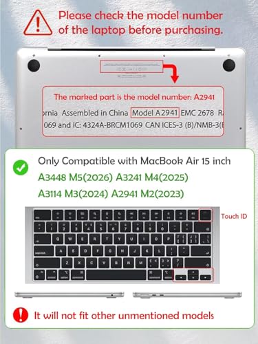 Image of Fancity Compatible with MacBook Air 15 inch Case 2023 2024 2025 Release M4 A3241 M3 A3114 M2 A2941 with Liquid Retina Display & Touch ID, Rubberized Plastic Hard Shell Case for Air 15.3 inch, Marble Green