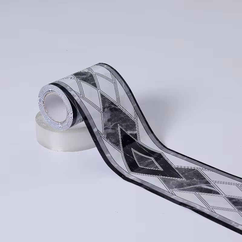 1 Roll Marble Pattern Self-Adhesive Wall Border Sticker for Decorating Wall/Floor/Cabinet Wall Covering Borders Kitchen Bathroom Tiles Decor Sticker (10cm x 10M)