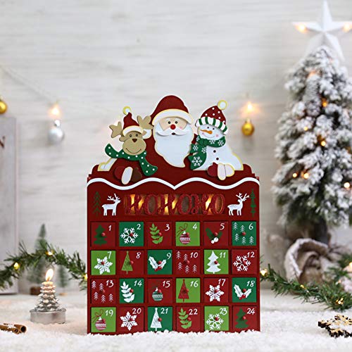 Pioneer-Effort Christmas Wooden Advent Calendar With Drawers Countdown To Christmas Decoration With Led Lights #TOP3