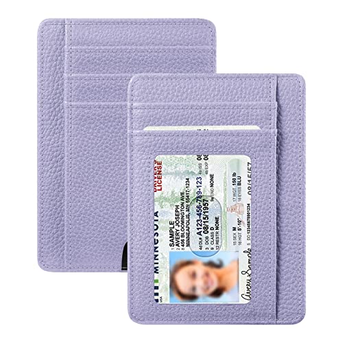 Image of FINTIE Slim Minimalist Front Pocket Wallet, RFID Blocking Credit Card Holder Card Cases with ID Window for Men Women (Lilac Purple)