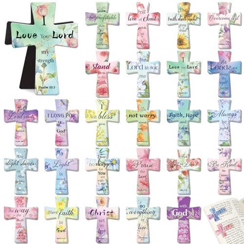 50Pack Magnetic Bookmarks Bulk Cross Bible Bookmark Christian Bookmarks for Women Men Kids Adults Teacher Book Lovers Gifts Book Marks for Reading Religious Verses Magnet Bookmark Clips (Flower)