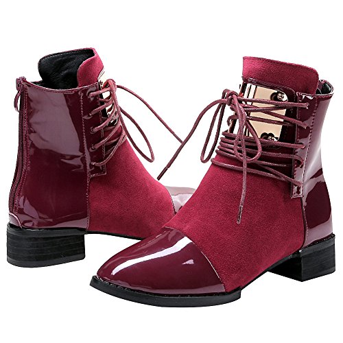 ANUFER Women Punk Metal Style Cap Toe Chunky Heel Zip Ankle Boots
