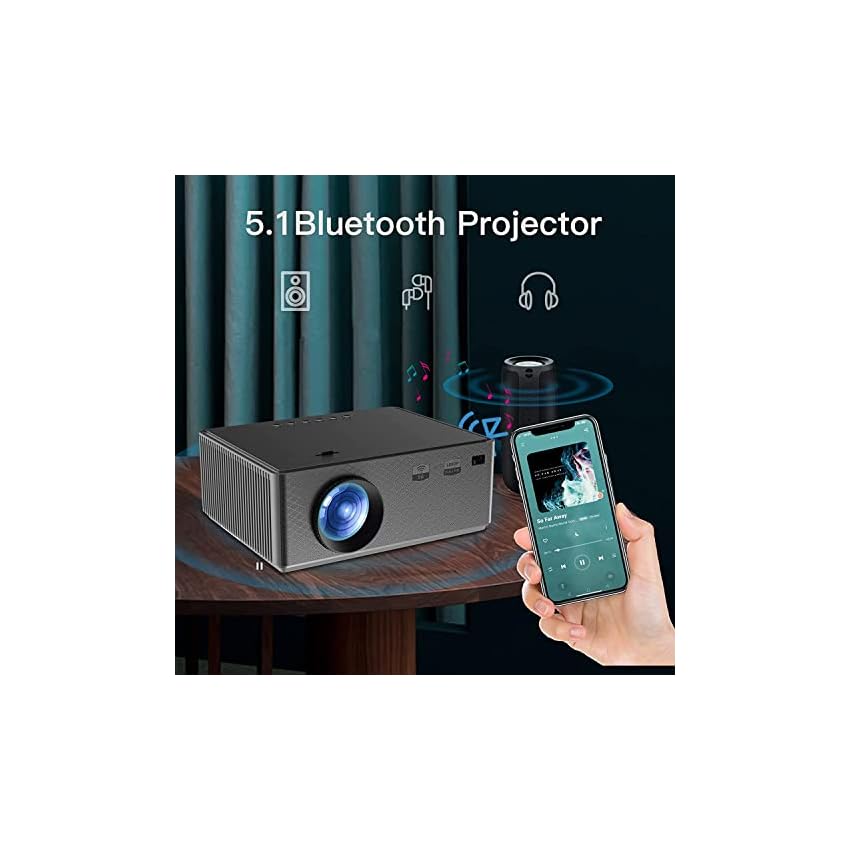 vidéoprojecteur 5g wifi bluetooth projecteur projector, full hd 1080p projecteur cinéma 4k 8500l oudoor mini projecteur portable compatible avec tv stick ordinateur portable tablette pc noir