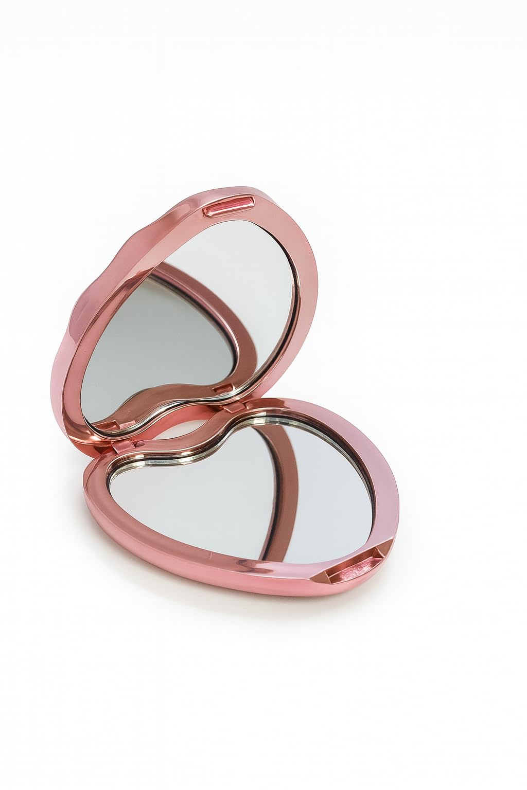 KIRA Heart Shaped Double Sided Foldable Purse Mirror for Women Magnifying Hand Mirror for Makeup Handy Compact Travel Mirror (Pink Gold)-image-37