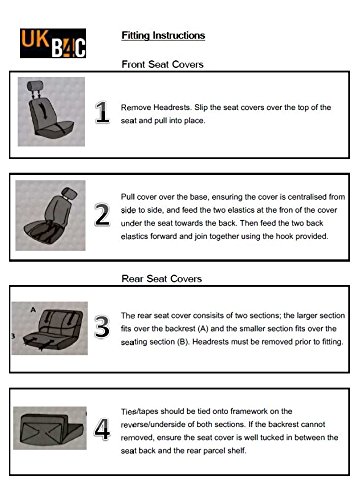 UKB4C Black/Grey Front Pair of Car Seat Covers for Berlingo All Years - Image 3