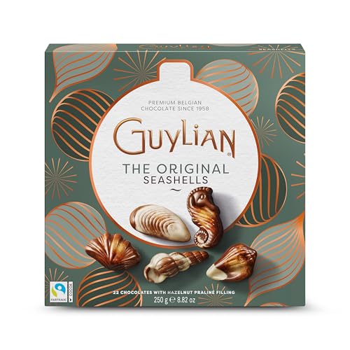 Guylian Meeresfrüchte Pralinen Weihnachtsedition 250g – Belgische Schokolade mit Nuss-Nougat, mintgrüne Geschenkbox, tolle Advents- & Weihnachtsgeschenkidee, edle Pralinenmischung The Original