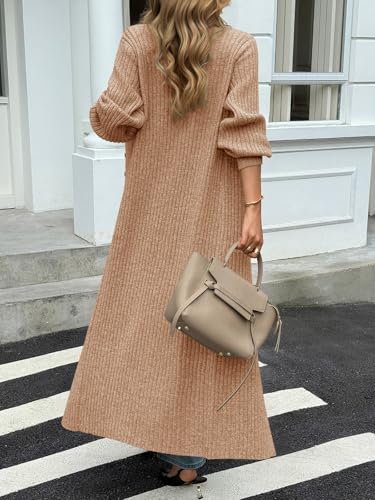 Image of Saodimallsu Womens Long Duster Cardigans Button Down Maxi Sweater Dress