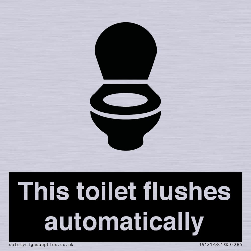This toilet flushes automatically Sign - 85x85mm - S85