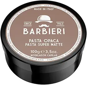 BARBIERI Desde 1963 -Pomada Italiana Super Matte 100g – Efeito Fosco Natural e Fixação Média para Penteados Masculinos