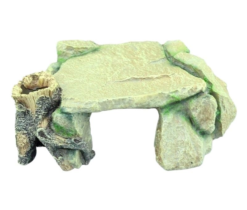 Plate-Forme de Repos, Grotte Reptiles et cachette for lézard Tortue, Habitat d'aquarium Roche for décor d'angle, 24 16 9 cm