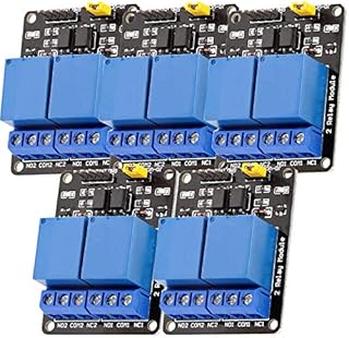 AZDelivery 2 Channel Relay Module DC 5V with Optocoupler Low-Level Trigger Relay Shield Board Compatible with Arduino and Raspberry Pi Including E-Book! (Pack of 5)
