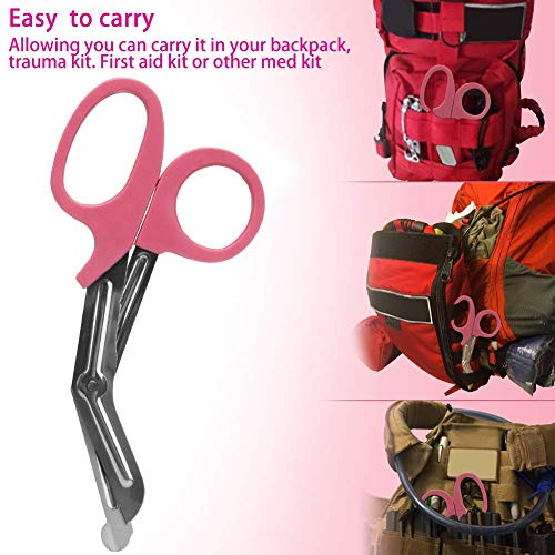 Opoway Nurse Penlight with Pupil Gauge LED Penlight Medical for Doctor Nurse Diagnostic with Free Batteries and 7 ½" Pink Bandage Scissors
