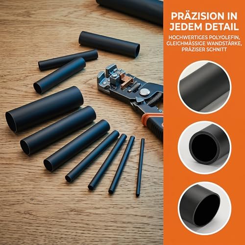 Zestaw rurek termokurczliwych, 180 sztuk 3:1 złączki termokurczliwe wodoodporne, rurki termokurczliwe czarne, 7 rozmiarów mufa kablowa termokurczliwa do izolacji elektrycznej i napraw kabli