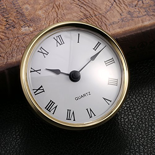 Hicarer 3-1/8 Inch (80 Mm) Quartz Clock Fit-Up/Insert With Roman Numeral, Quartz Movement (Gold Rim) #TOP2